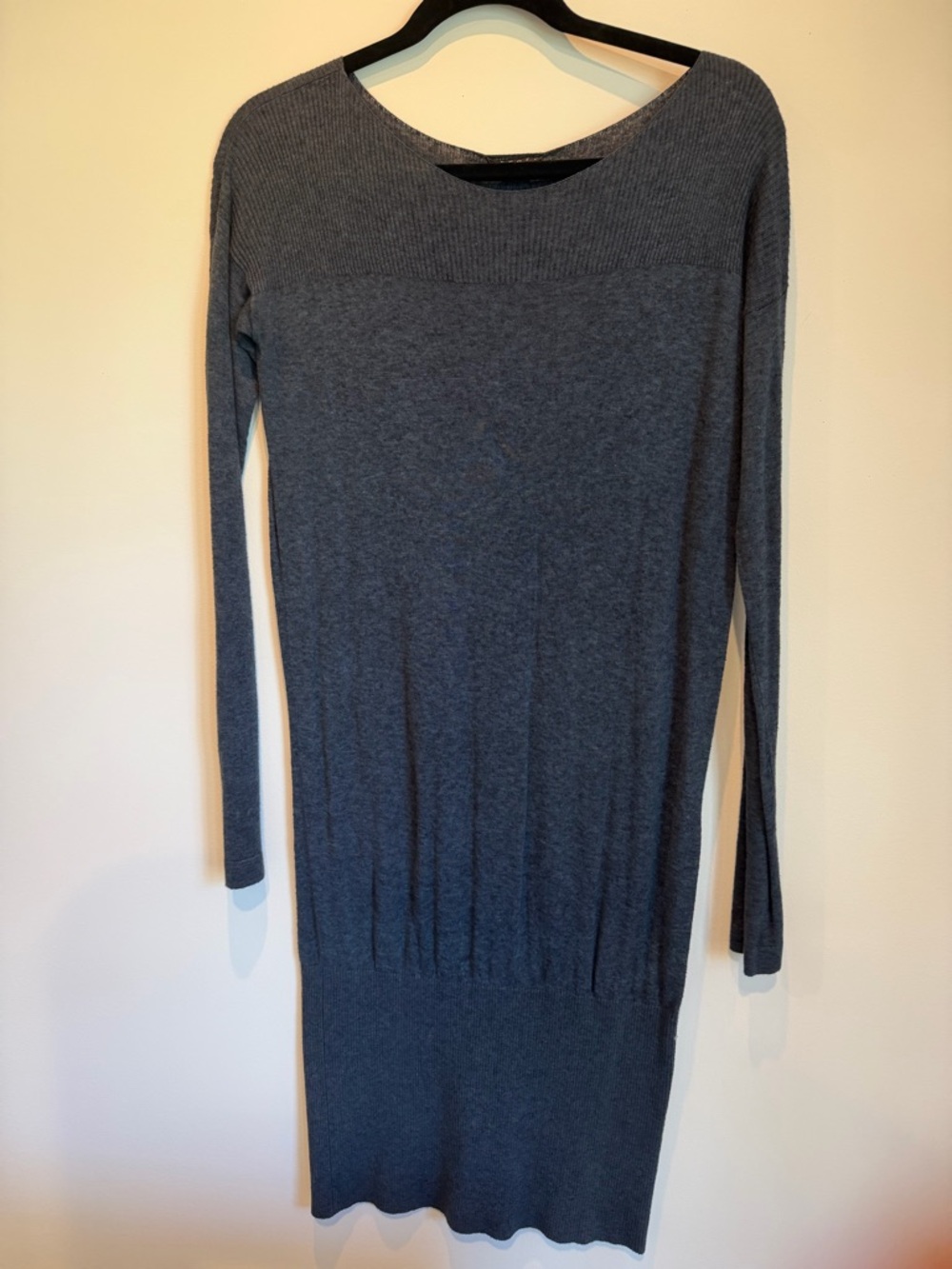 Theory Heathered Navy Long Sleeve Knit Dress